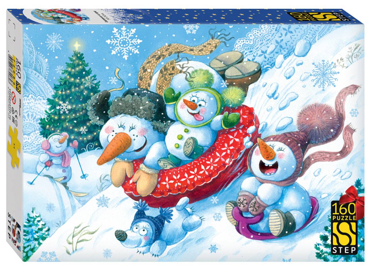 Пазл Step puzzle 160 деталей: Снеговички на горке (72089)