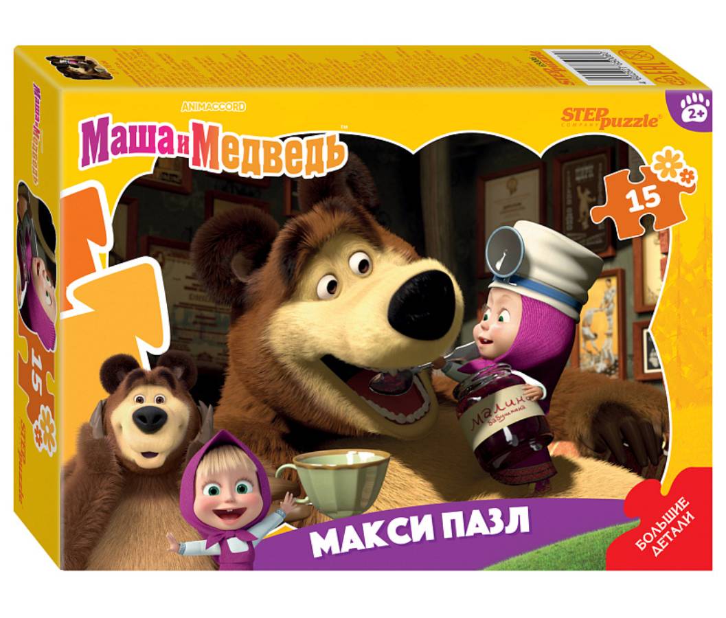 Пазл макси Step puzzle 15 деталей: Маша и Медведь (контурный) (65006)