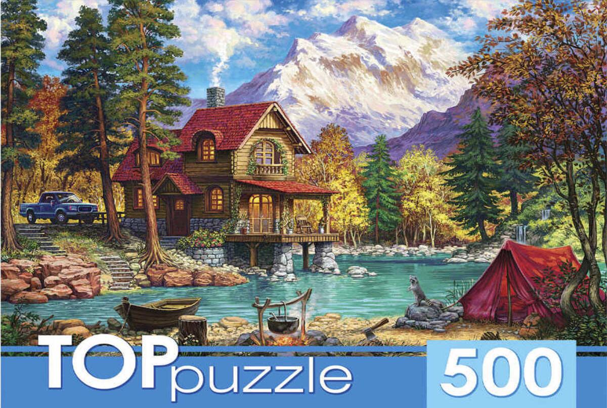 Пазл TOP Puzzle 500 деталей: Домик у озера в горах (ХТП500-6819)