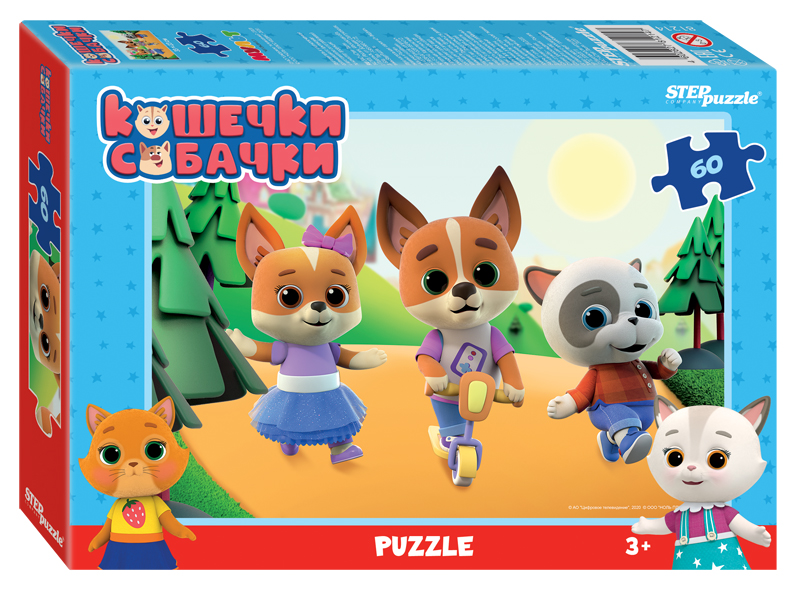Пазл Step puzzle 60 деталей: Кошечки и собачки (81214)