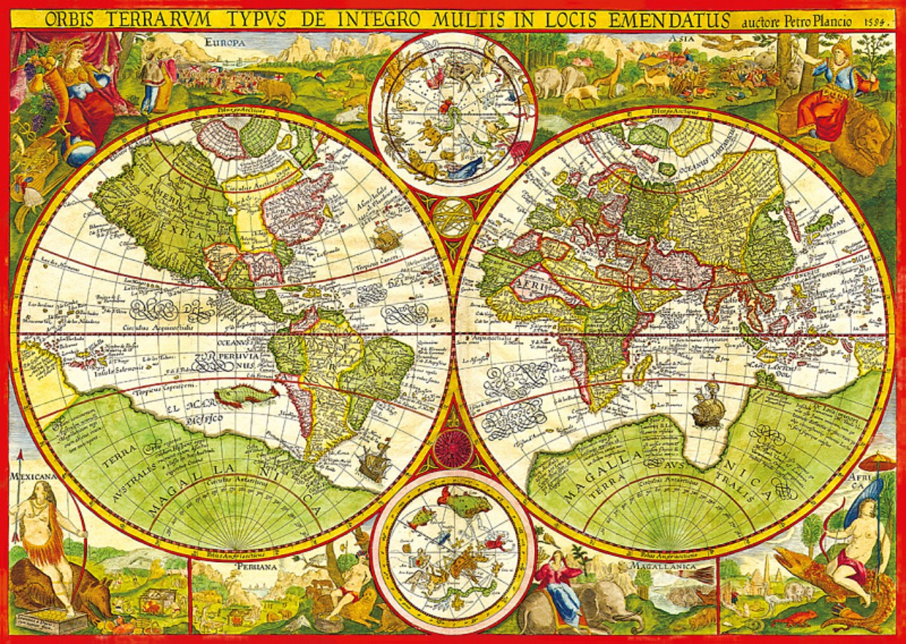 Пазл Step puzzle 1000 деталей: Карта мира Планциуса. 1594 (79256)
