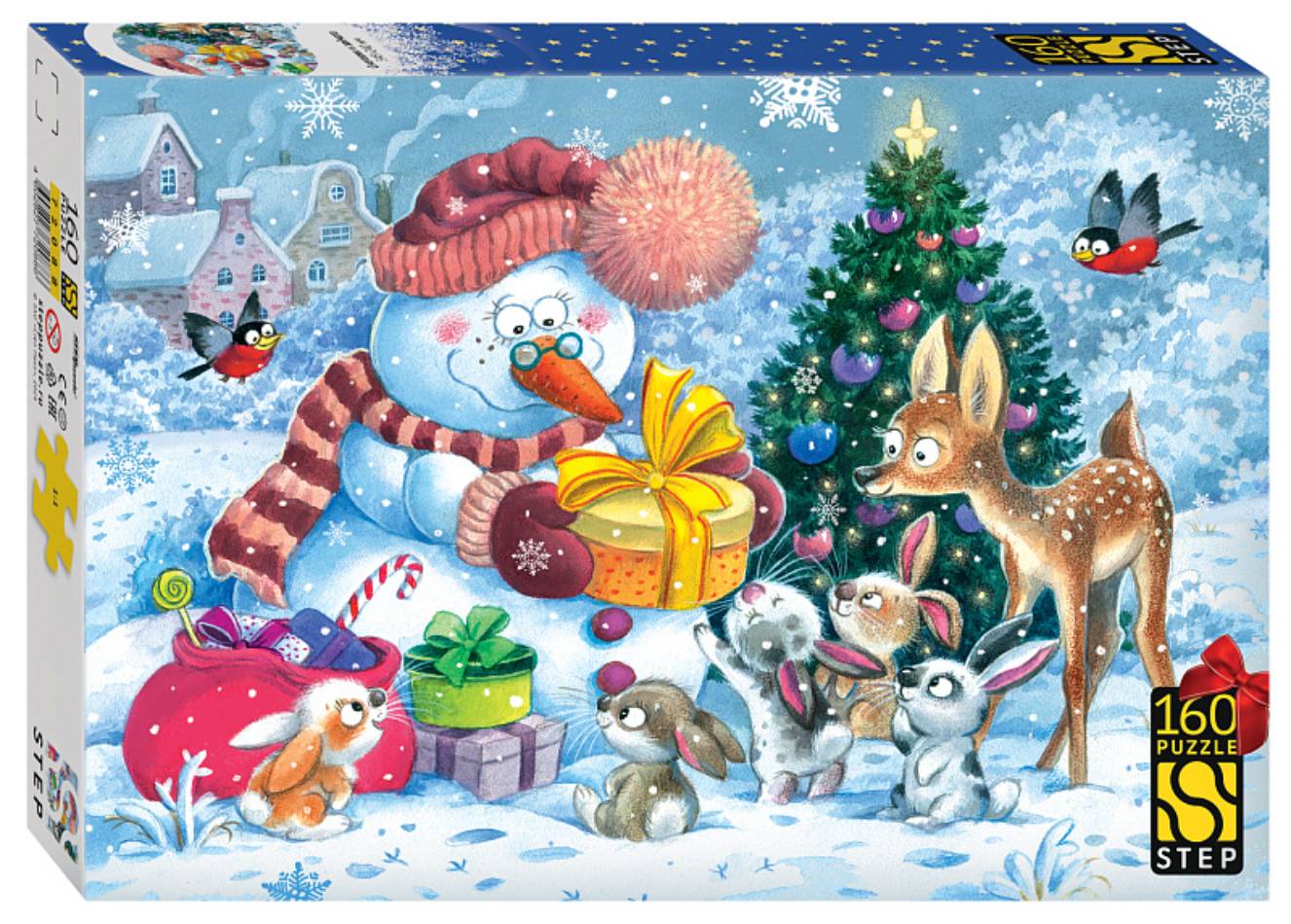 Пазл Step puzzle 160 деталей: Снеговик и зайчата (72088)