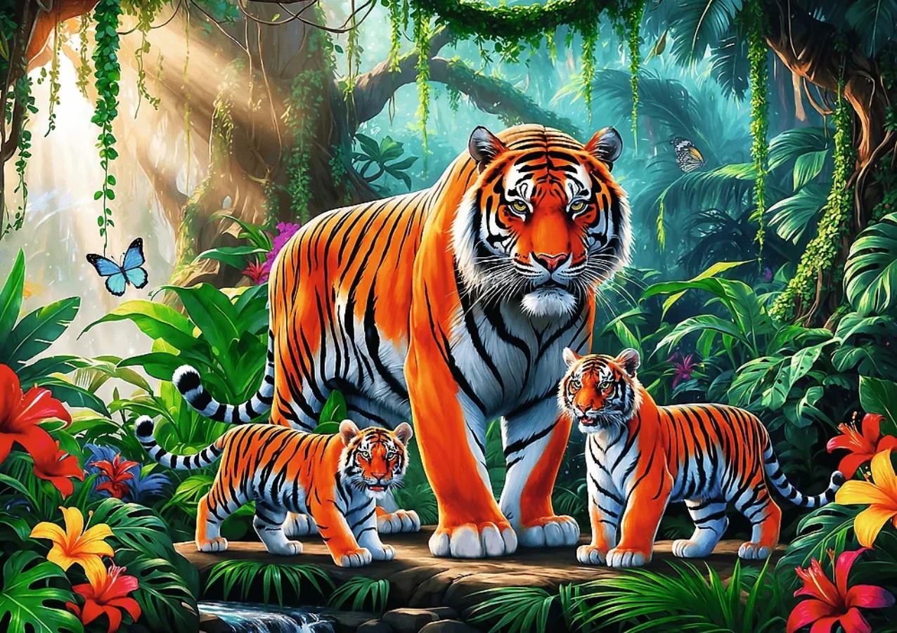 Пазл Trefl 200 деталей: Семья тигров (TR13330)