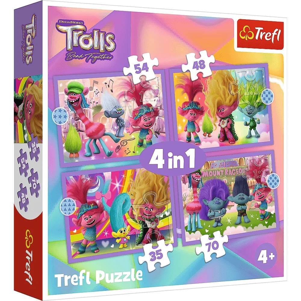Пазл Trefl 35#48#54#70 деталей: Приключения разноцветных троллей (TR34622)
