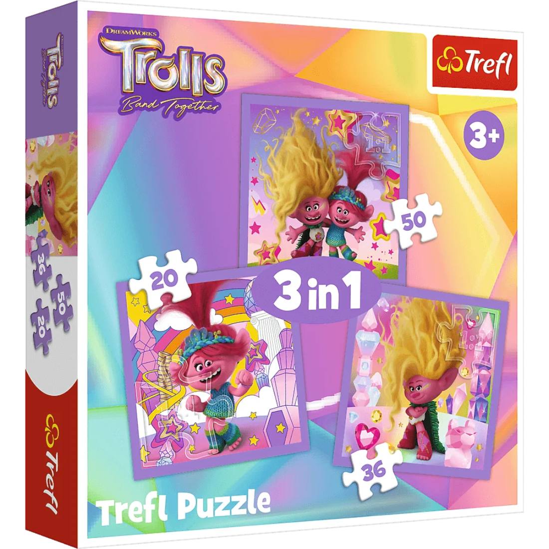 Пазл Trefl 20#36#50 деталей: Знакомьтесь с веселыми троллями (TR34870)